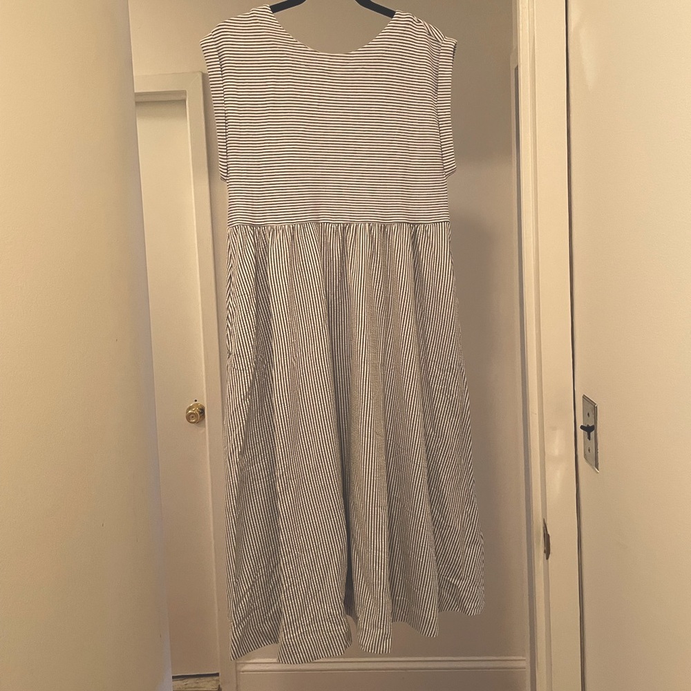 Anthropologie Maeve Striped Seersucker Dress With Pockets